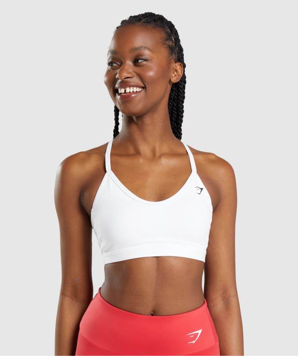 Damske Športové Podprsenky Gymshark V Neck Biele | TO7914826